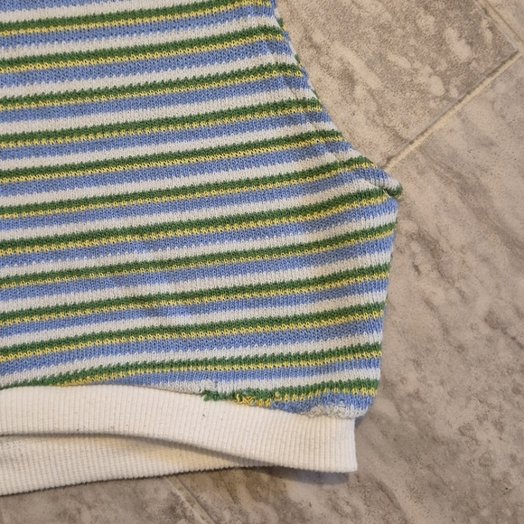Zara Blue and Green Striped Muscle Tee - Picture 4 of 4